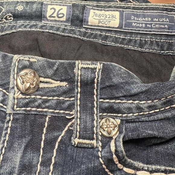 Miss Me blue bootcut embellished low rise jeans JE8032BL Size 26 - Picture 4 of 8